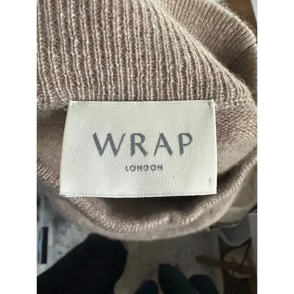 Wrap London Beige Cashmere Funnel Neck Tunic Sweater Small - Picture 3 of 4